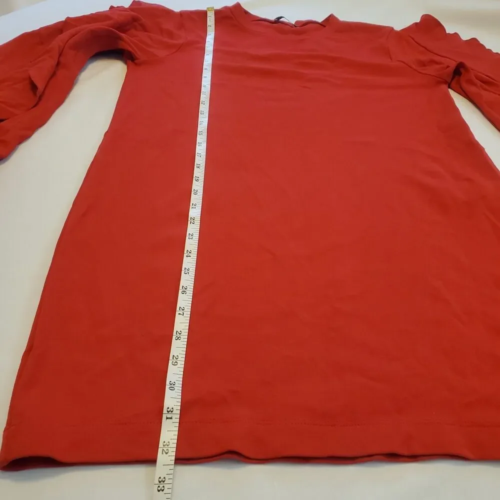 Zara Womens Sz Med Dress Red Open Sleeve Ruffled Valentine's Sweater - Picture 9 of 9